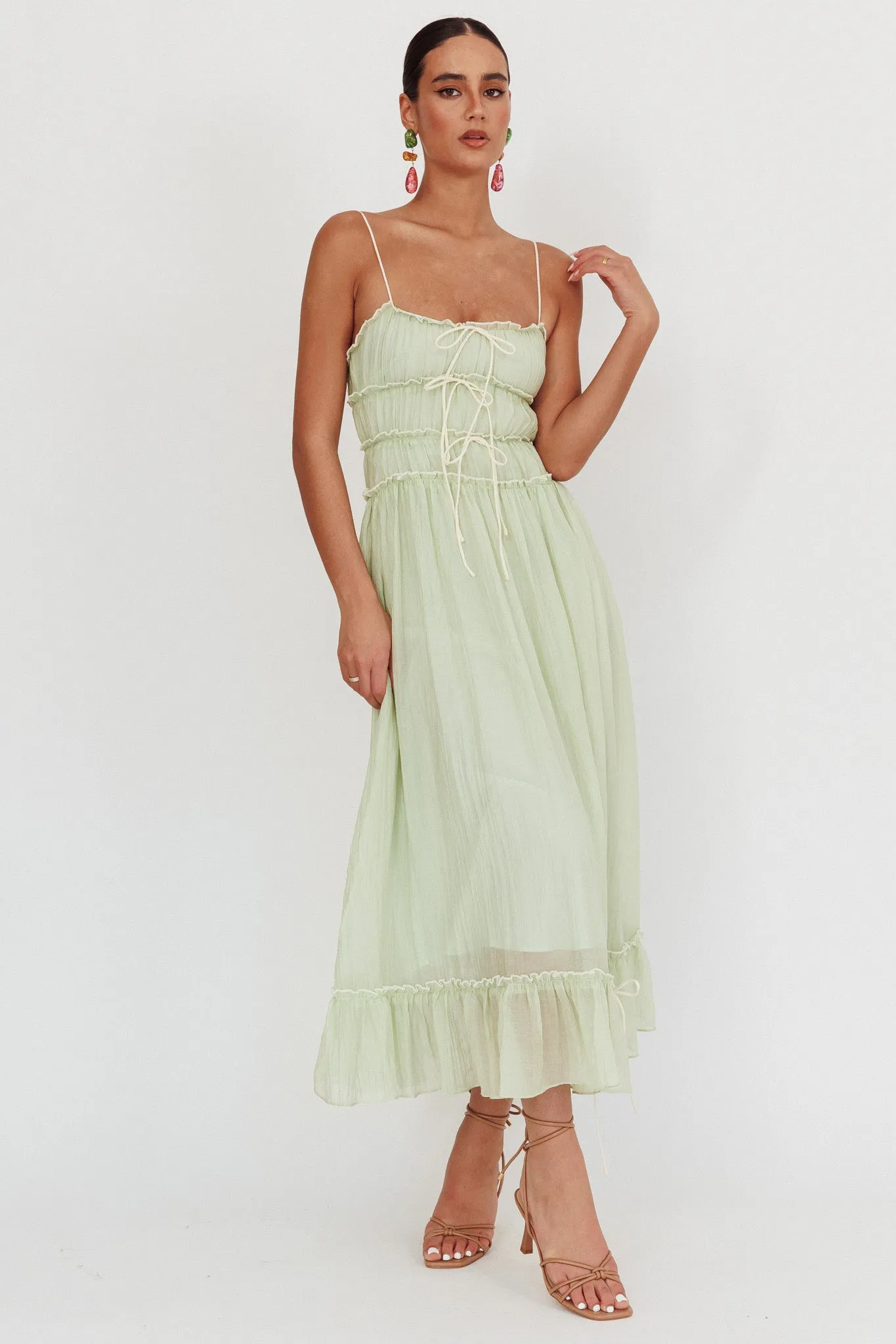 Maidens Tie Accent Maxi Dress Sage sold by Selfie Leslie product image thumbnail 5