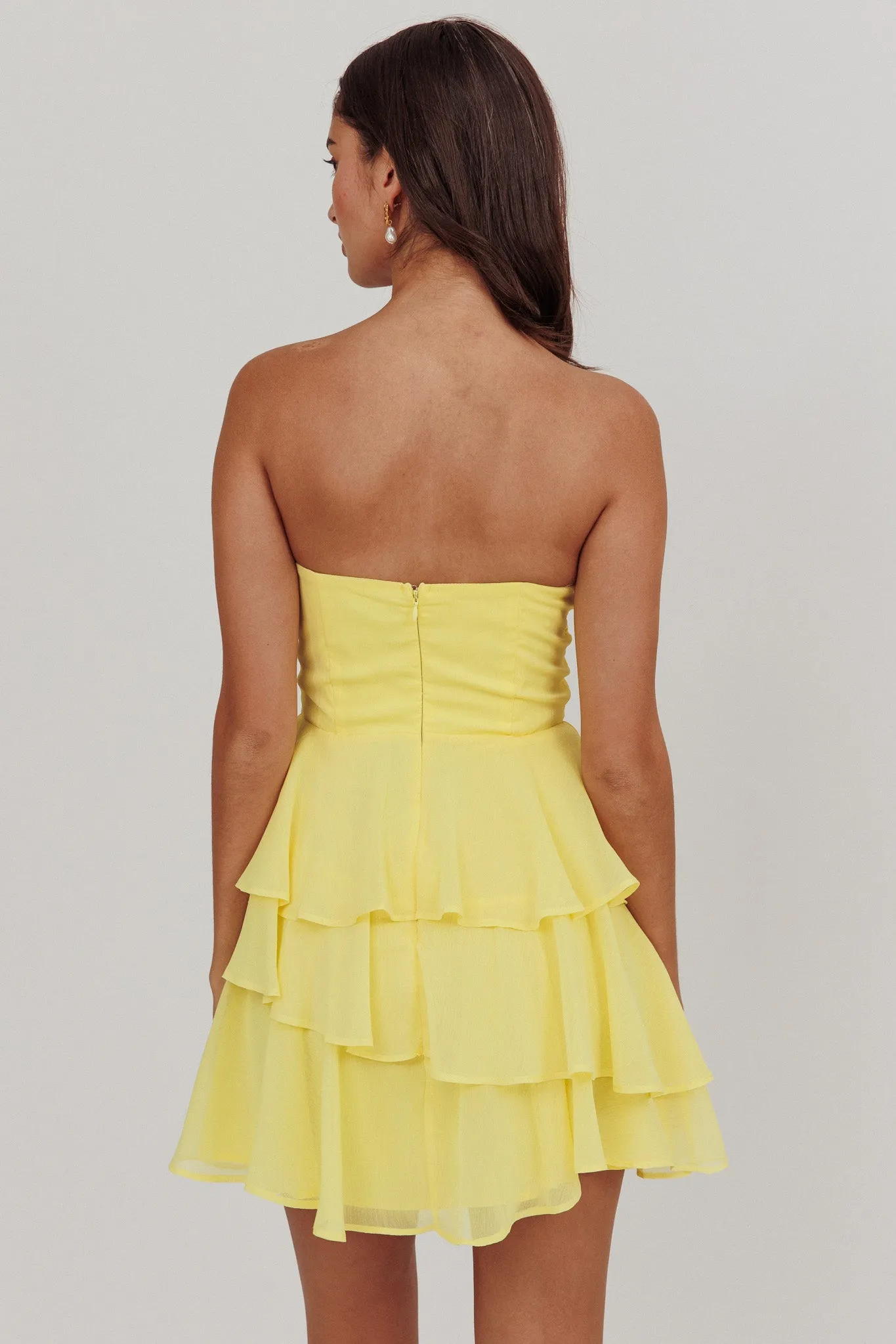 Veda Strapless Ruffle Mini Dress Lemon sold by Selfie Leslie product image thumbnail 2