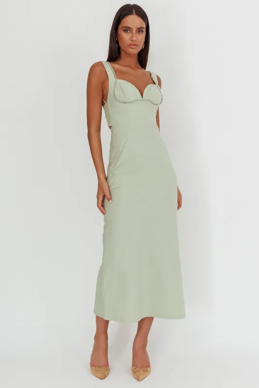 Moonlit Reverie Twist Back Maxi Dress Sage sold by Selfie Leslie