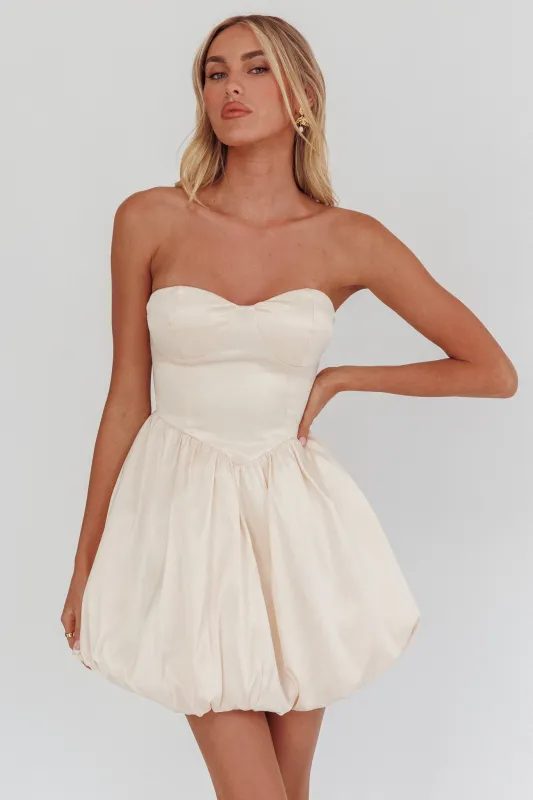 For Love Strapless Balloon Skirt Mini Dress Panna Cotta sold by Selfie Leslie