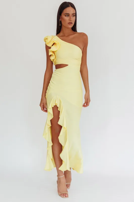 Deanna One-Shoulder Split Maxi Dress Yellow sold by Selfie Leslie