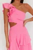 Deanna One-Shoulder Tiered Maxi Dress Pink sold by Selfie Leslie