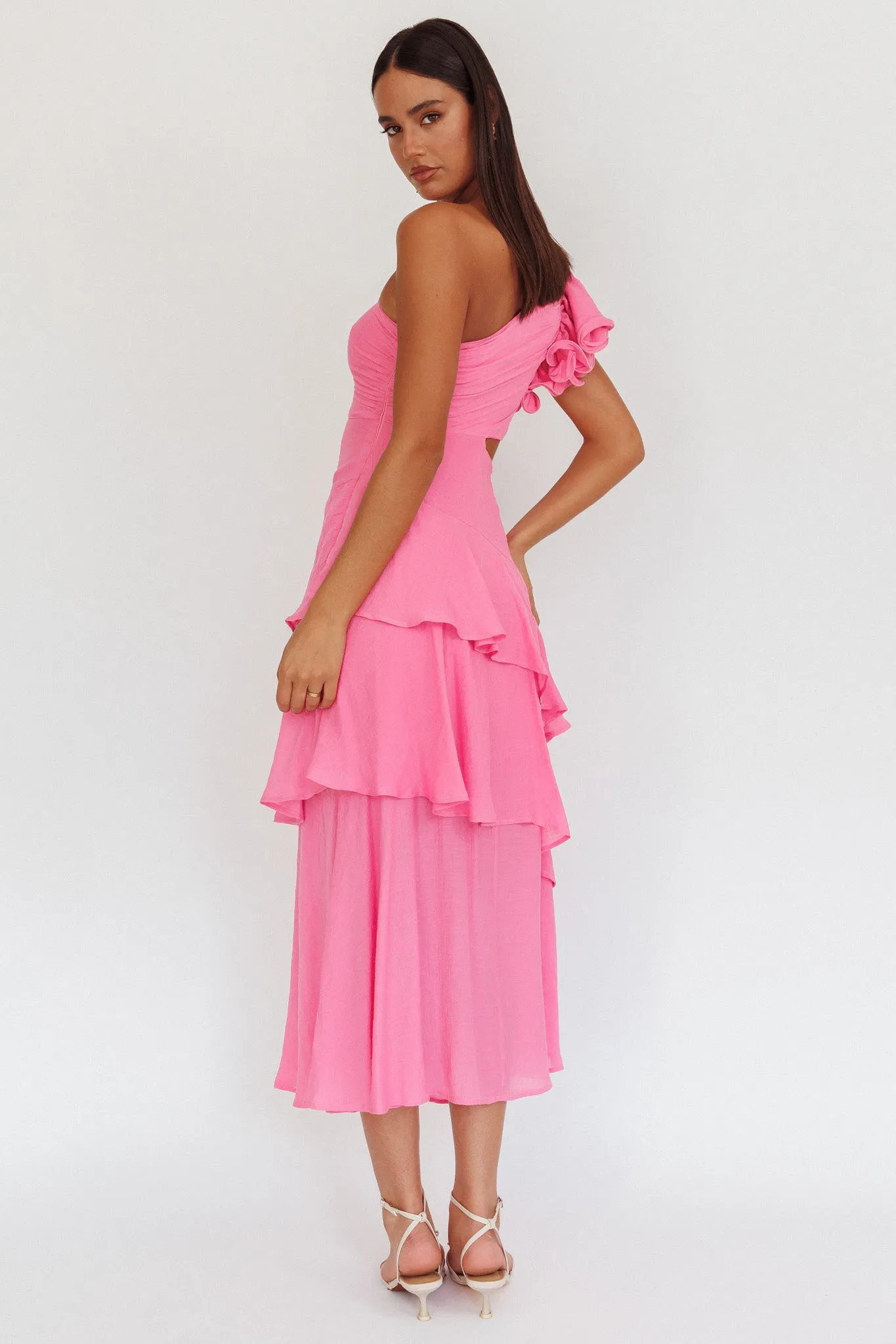 Deanna One-Shoulder Tiered Maxi Dress Pink sold by Selfie Leslie product image thumbnail 2