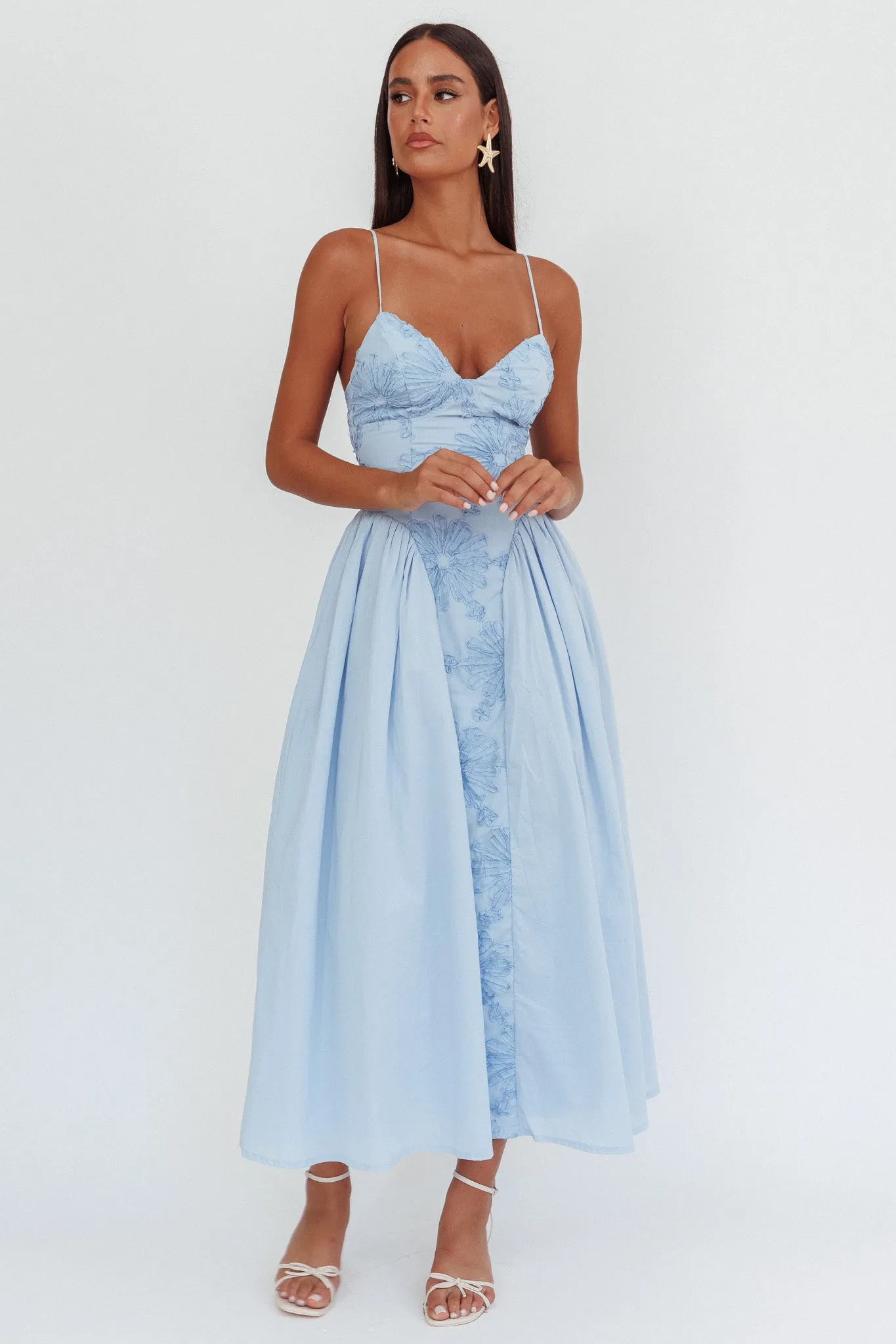 Serifine Floral Embellished Maxi Dress Blue sold by Selfie Leslie product image thumbnail 5