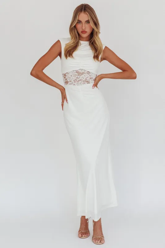 Solara Lace Waist Maxi Dress White sold by Selfie Leslie