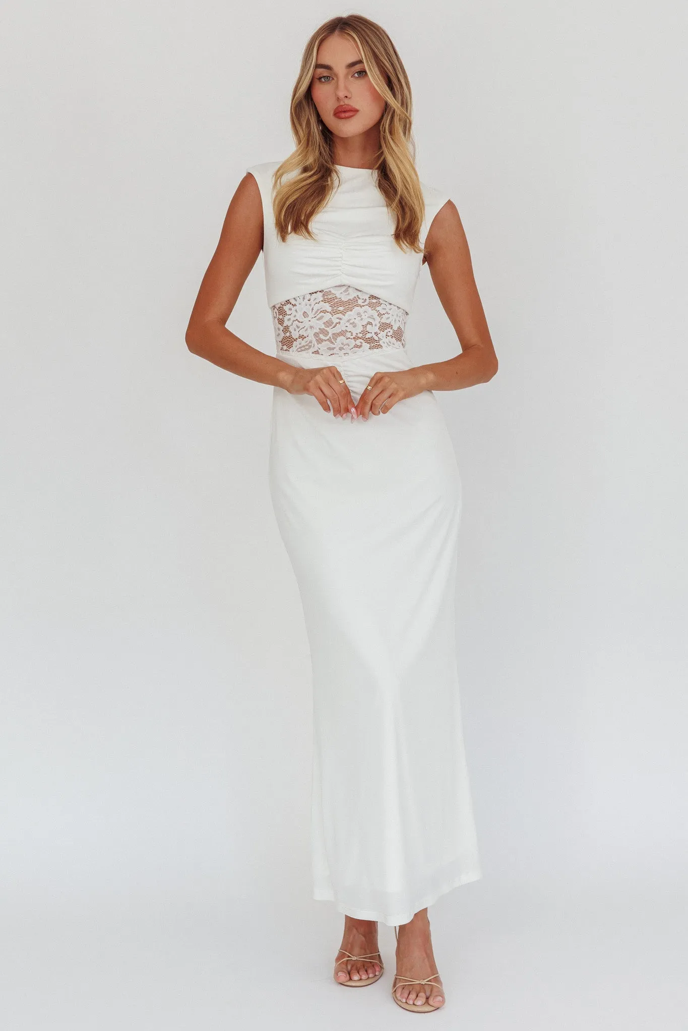 Solara Lace Waist Maxi Dress White sold by Selfie Leslie product image thumbnail 5