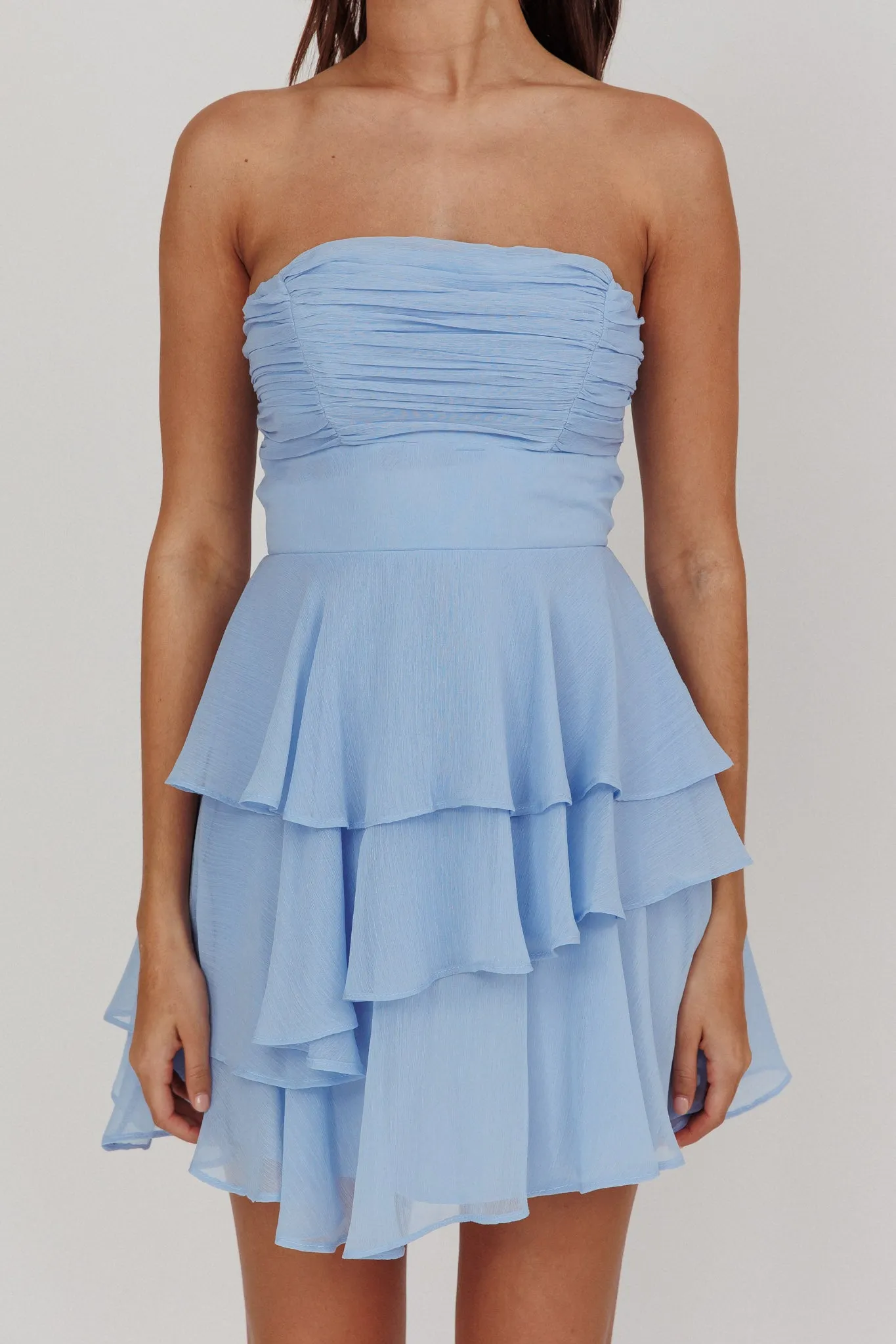 Veda Strapless Ruffle Mini Dress Blue sold by Selfie Leslie product image thumbnail 3