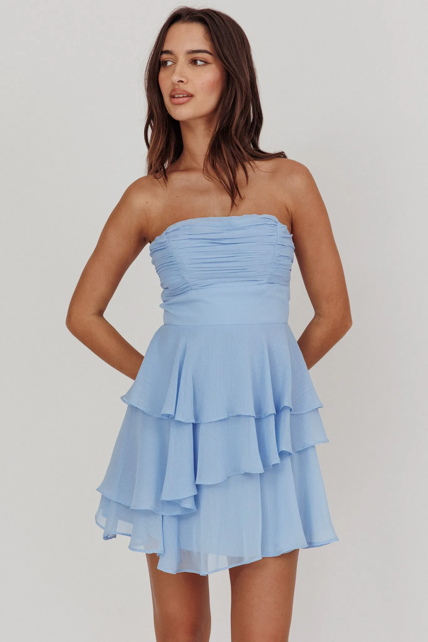 Veda Strapless Ruffle Mini Dress Blue sold by Selfie Leslie product image thumbnail 5