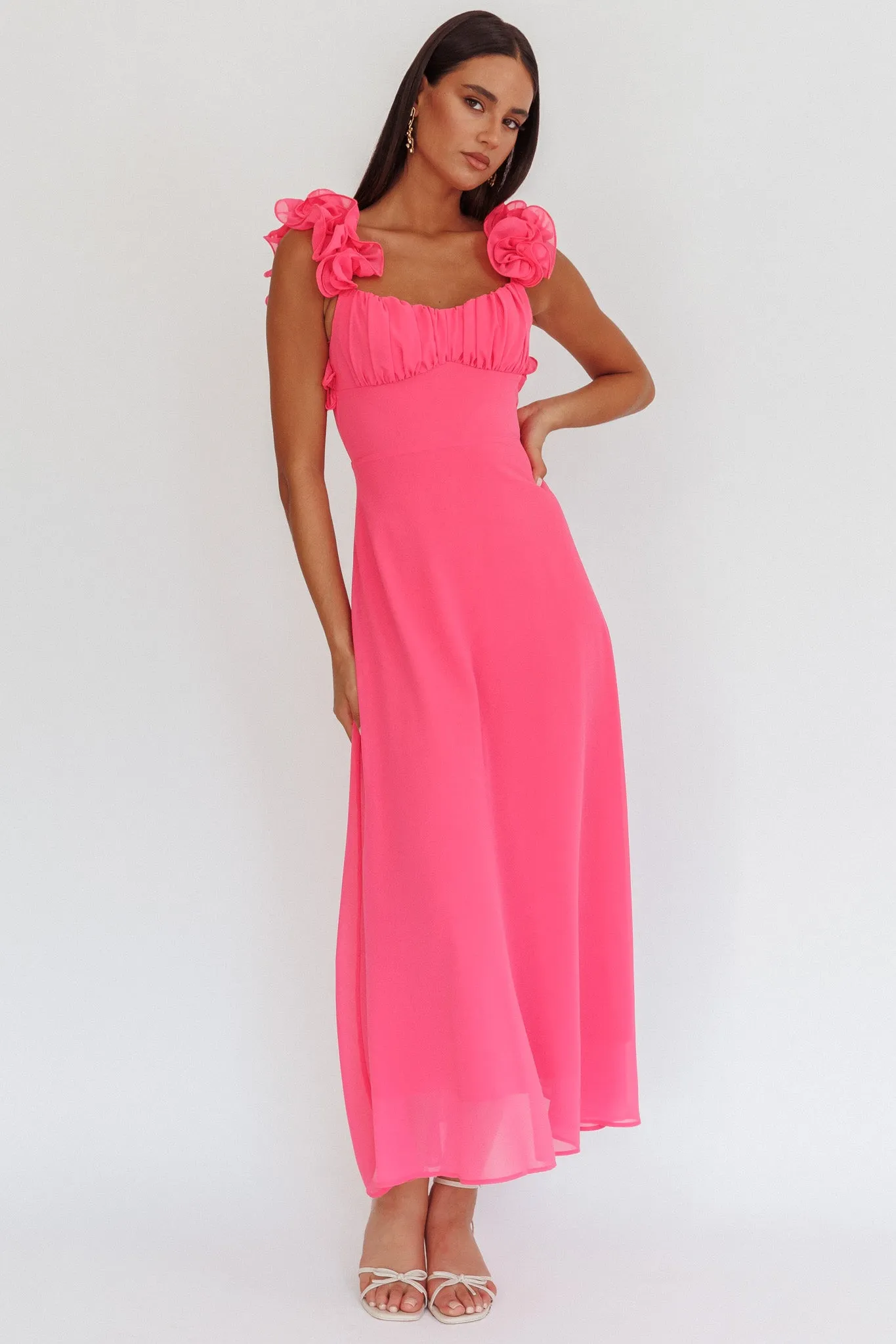 Eloquent Lace-Up Back Maxi Dress Hot Pink sold by Selfie Leslie product image thumbnail 4