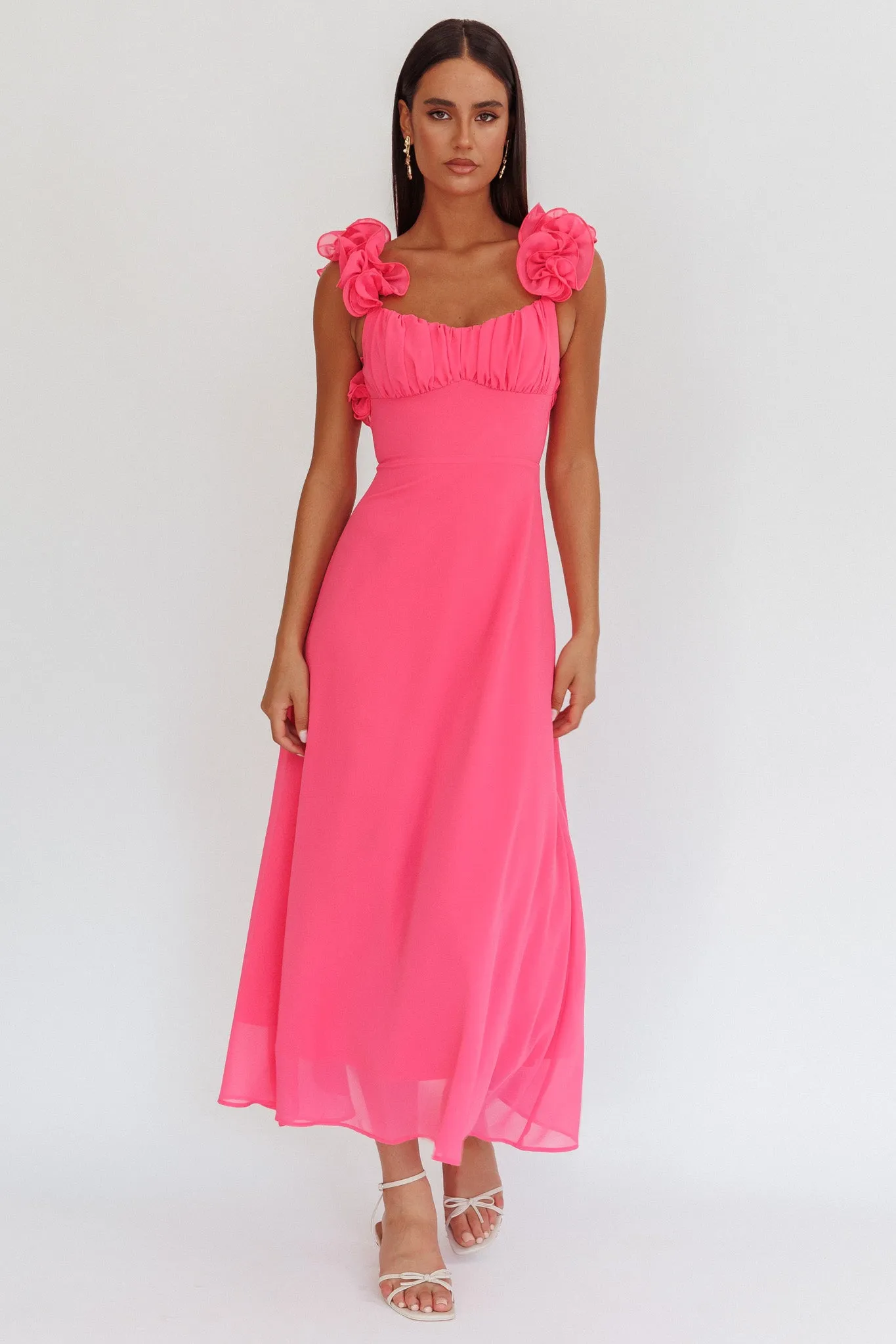 Eloquent Lace-Up Back Maxi Dress Hot Pink sold by Selfie Leslie product image thumbnail 2