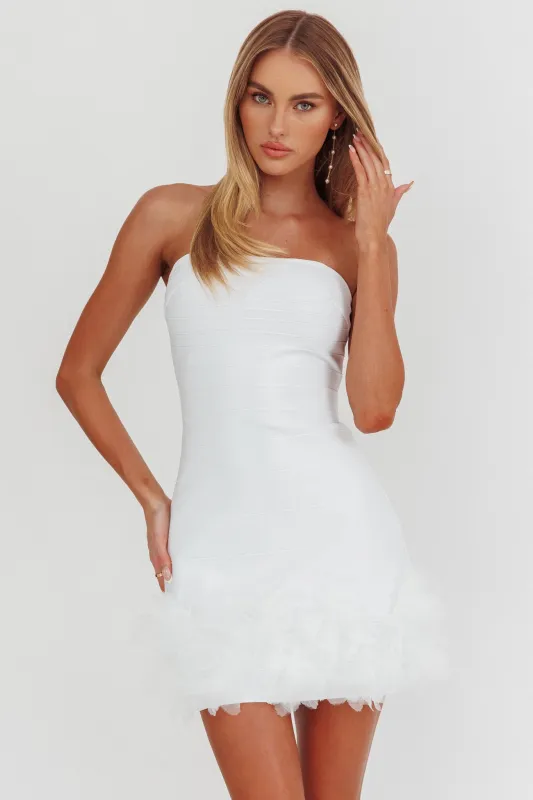 Leni Strapless Embellished Hem Mini Dress White sold by Selfie Leslie
