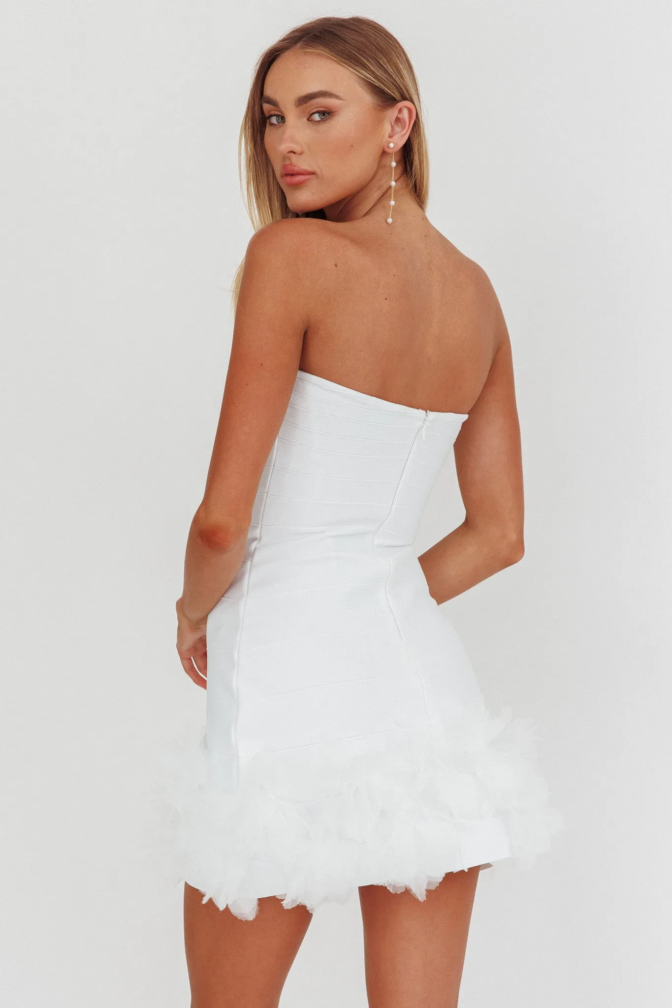 Leni Strapless Embellished Hem Mini Dress White sold by Selfie Leslie product image thumbnail 2