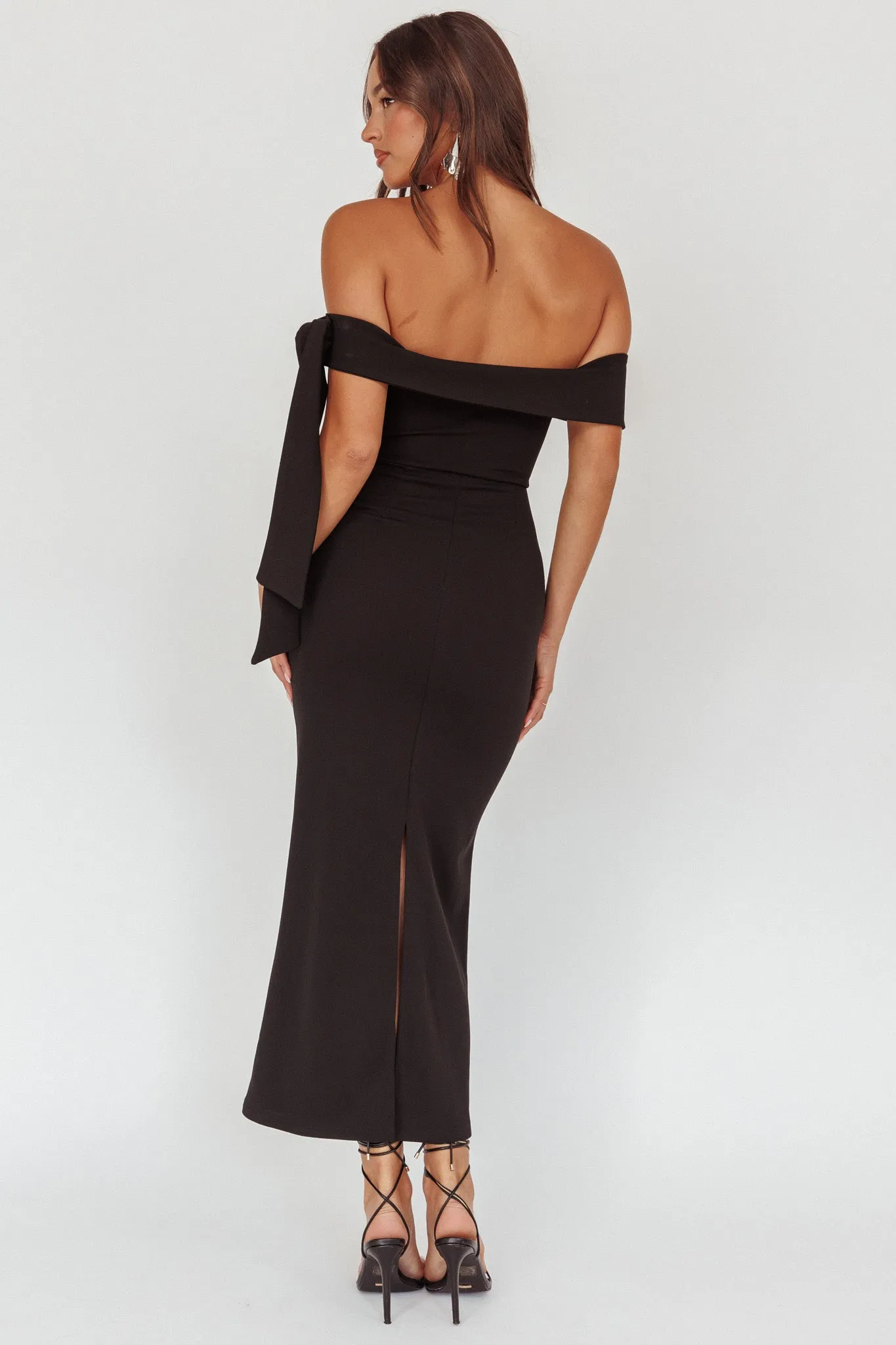 Aurora Sky Off-Shoulder Tie Maxi Dress Black sold by Selfie Leslie product image thumbnail 3