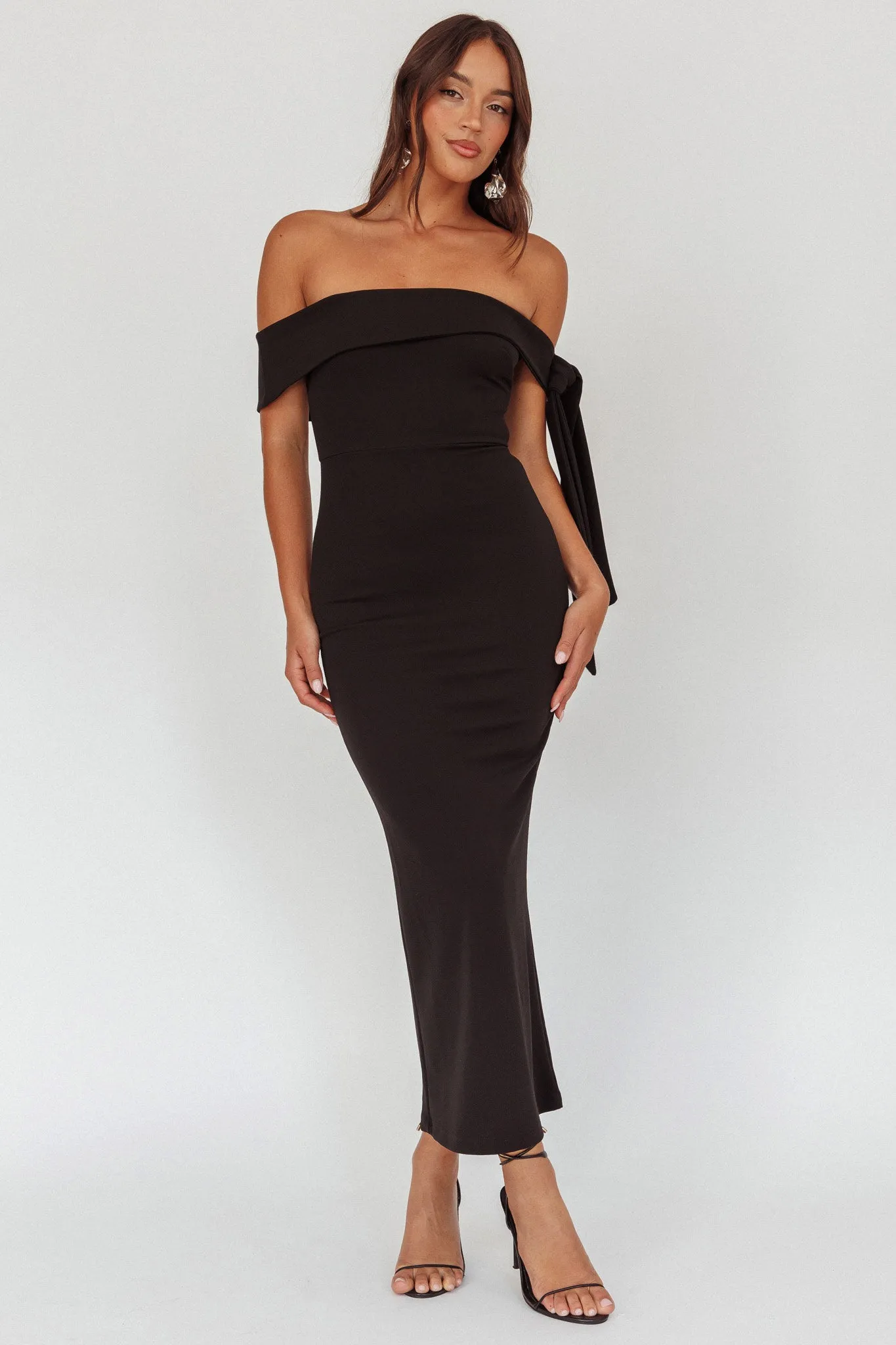 Aurora Sky Off-Shoulder Tie Maxi Dress Black sold by Selfie Leslie product image thumbnail 5