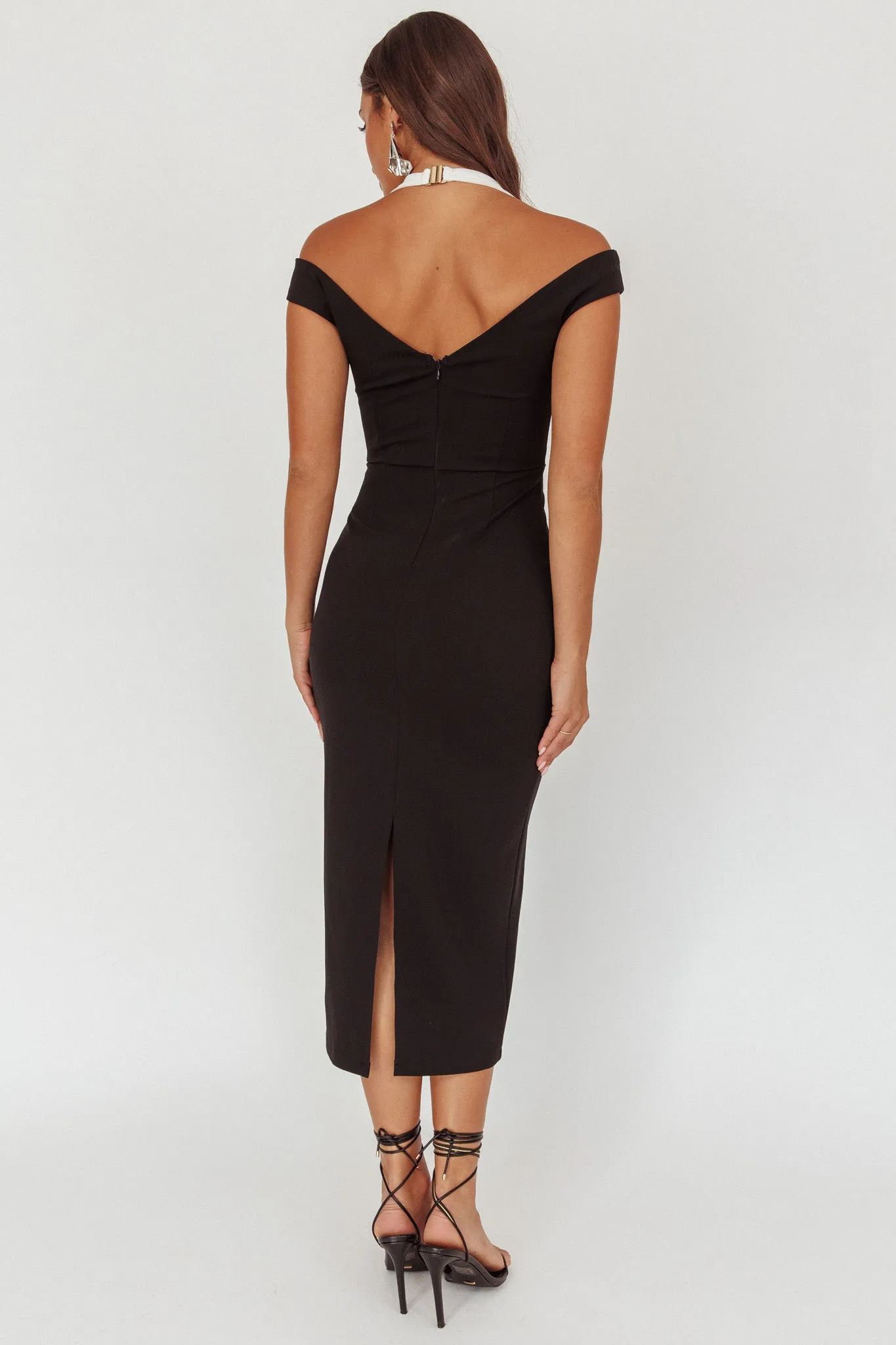 Tyla Contrast Mesh Halter Midi Dress Black sold by Selfie Leslie product image thumbnail 3