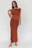 Isabella Open Cowl Back Maxi Dress Cocoa sold by Selfie Leslie