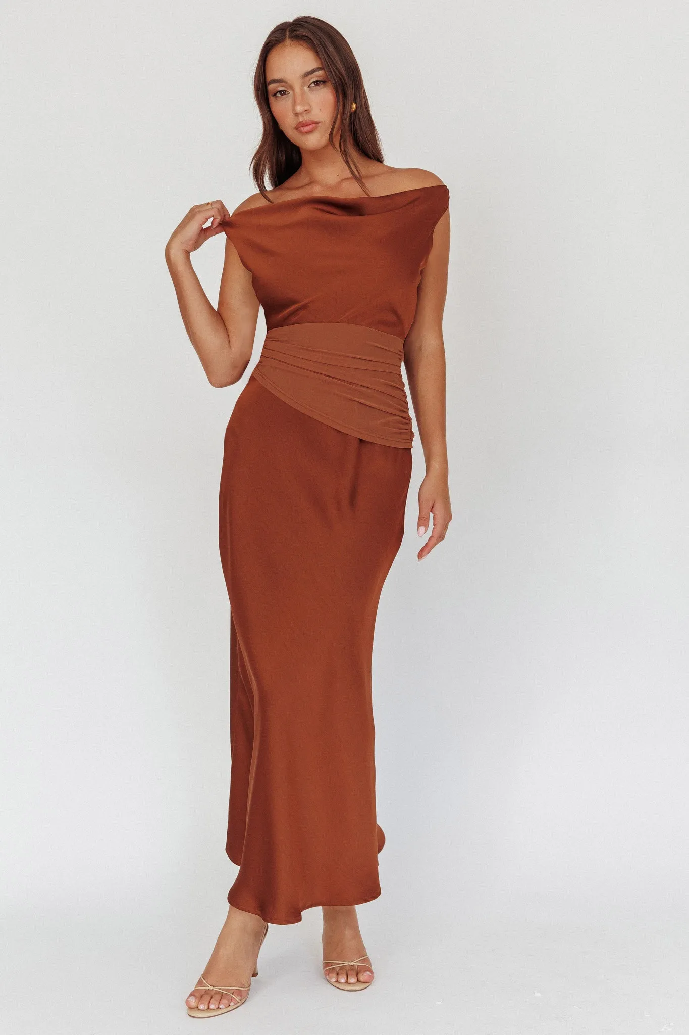 Isabella Open Cowl Back Maxi Dress Cocoa sold by Selfie Leslie product image thumbnail 5