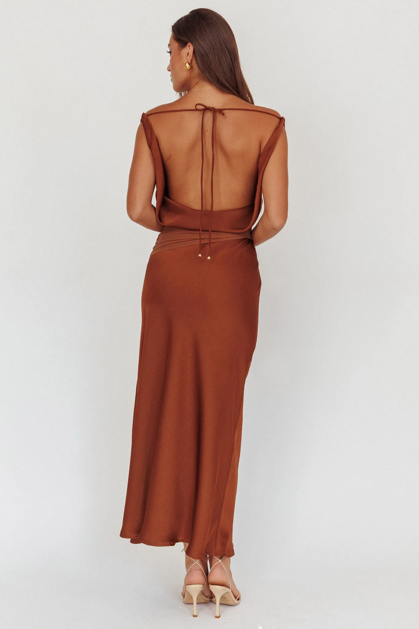 Isabella Open Cowl Back Maxi Dress Cocoa sold by Selfie Leslie product image thumbnail 3
