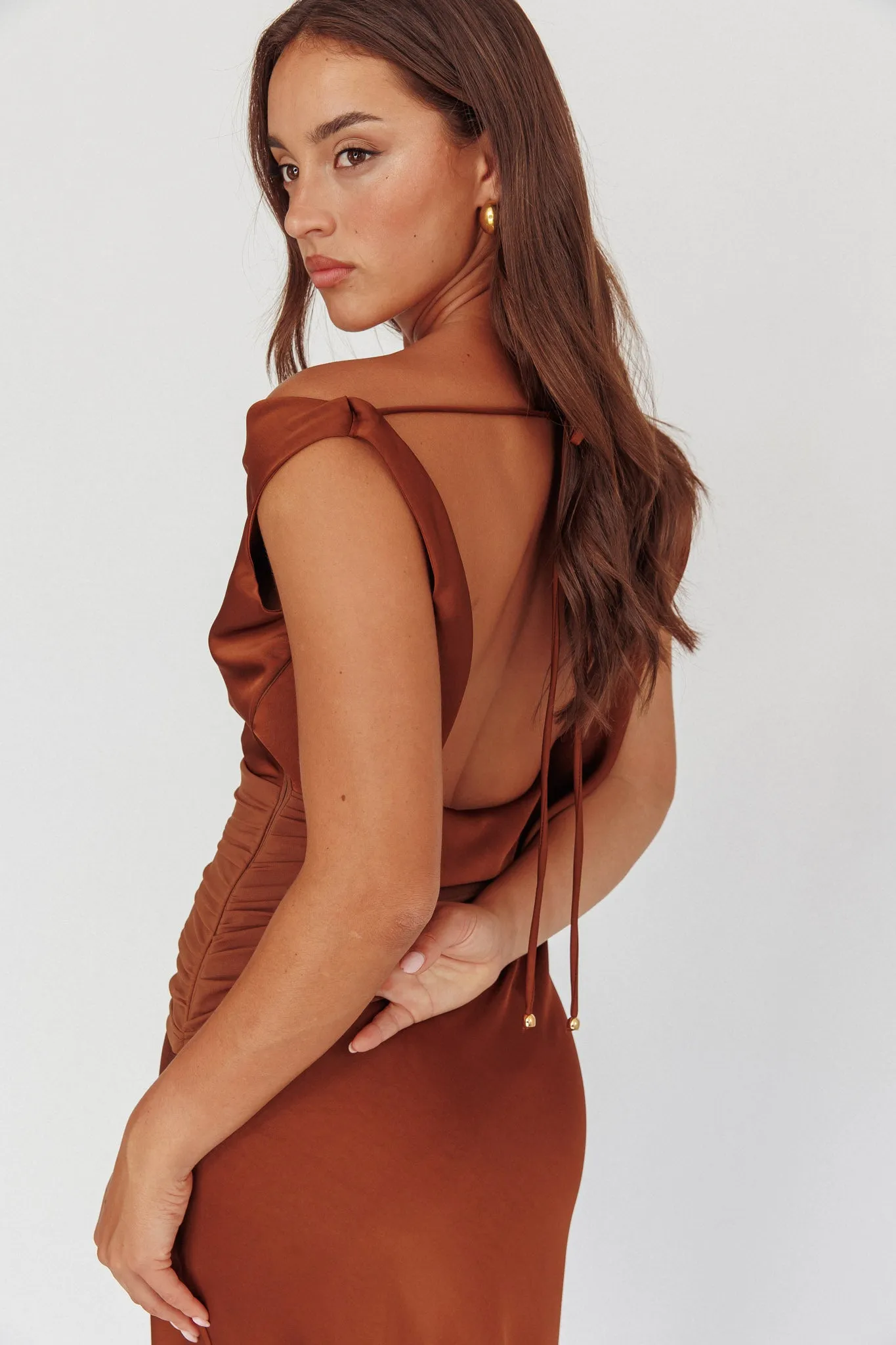 Isabella Open Cowl Back Maxi Dress Cocoa sold by Selfie Leslie product image thumbnail 2