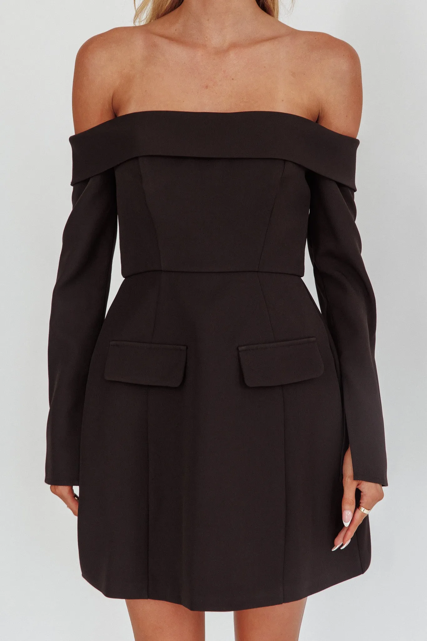 Laviniah Foldover Long Sleeve Mini Dress Black sold by Selfie Leslie product image thumbnail 3