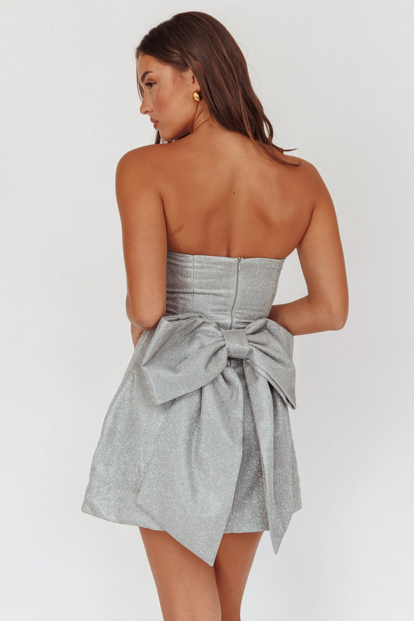 Melodic Bow Back Mini Dress Silver sold by Selfie Leslie product image thumbnail 2