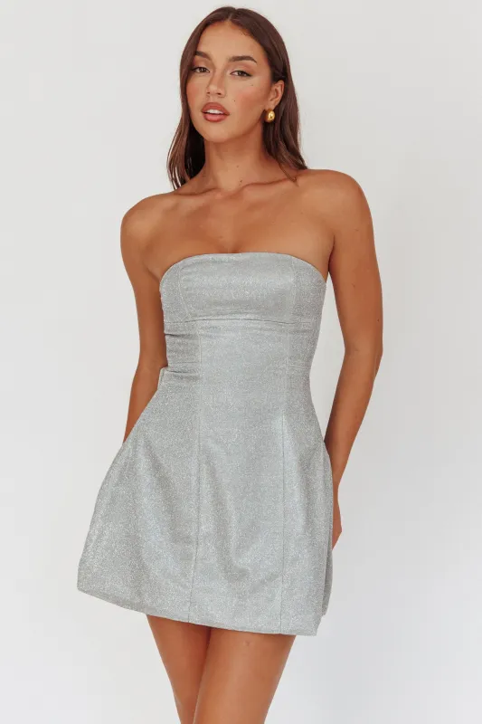 Melodic Bow Back Mini Dress Silver sold by Selfie Leslie