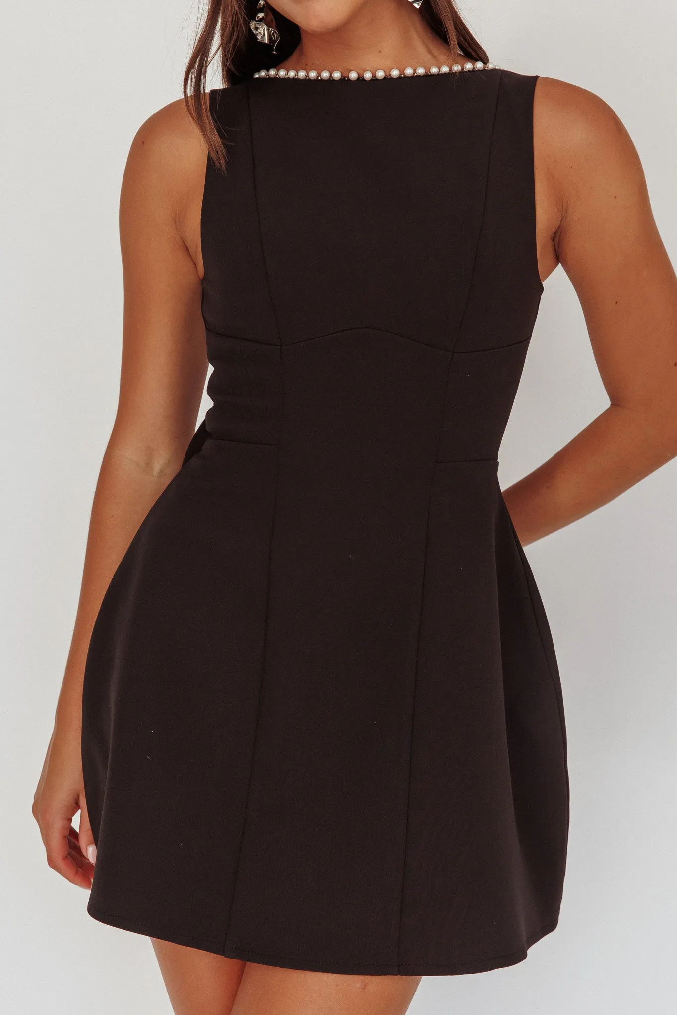 Opulent Pearl Trim Oversized Bow Mini Dress Black sold by Selfie Leslie product image thumbnail 4