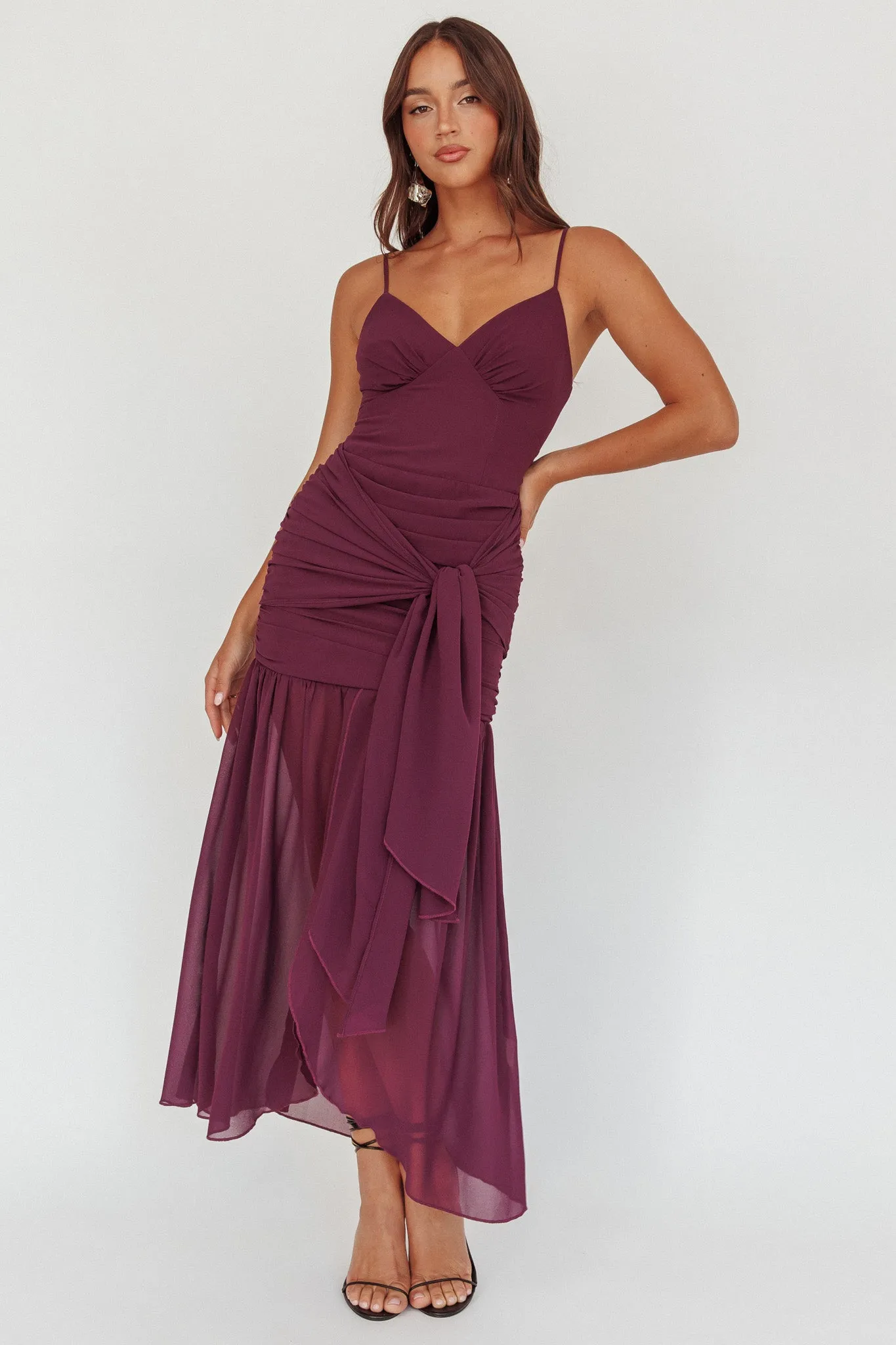 Floating Waist Sash Maxi Dress Plum sold by Selfie Leslie product image thumbnail 5