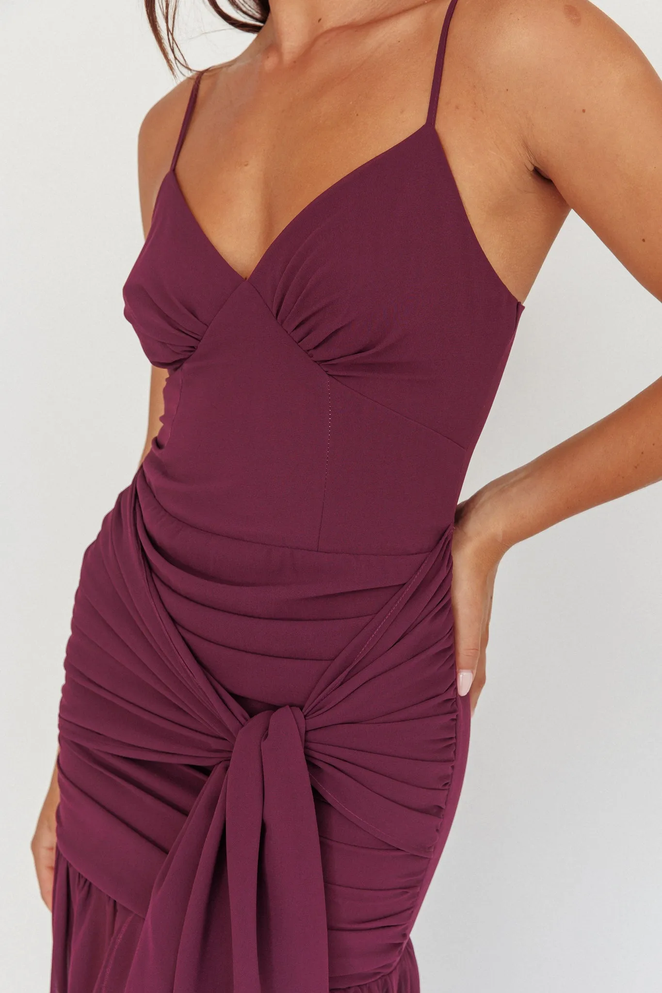 Floating Waist Sash Maxi Dress Plum sold by Selfie Leslie product image thumbnail 4