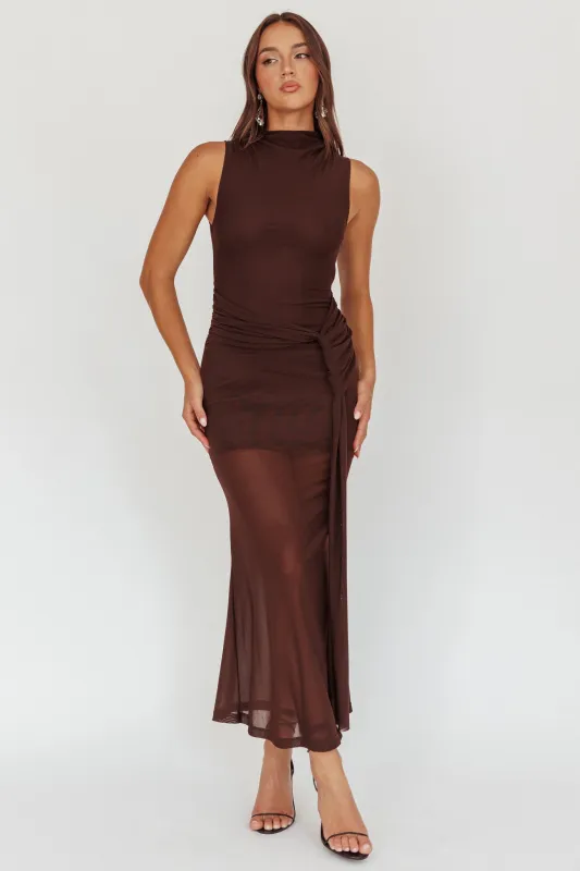 Girl's Night Waist Sash Maxi Dress Chocolate sold by Selfie Leslie