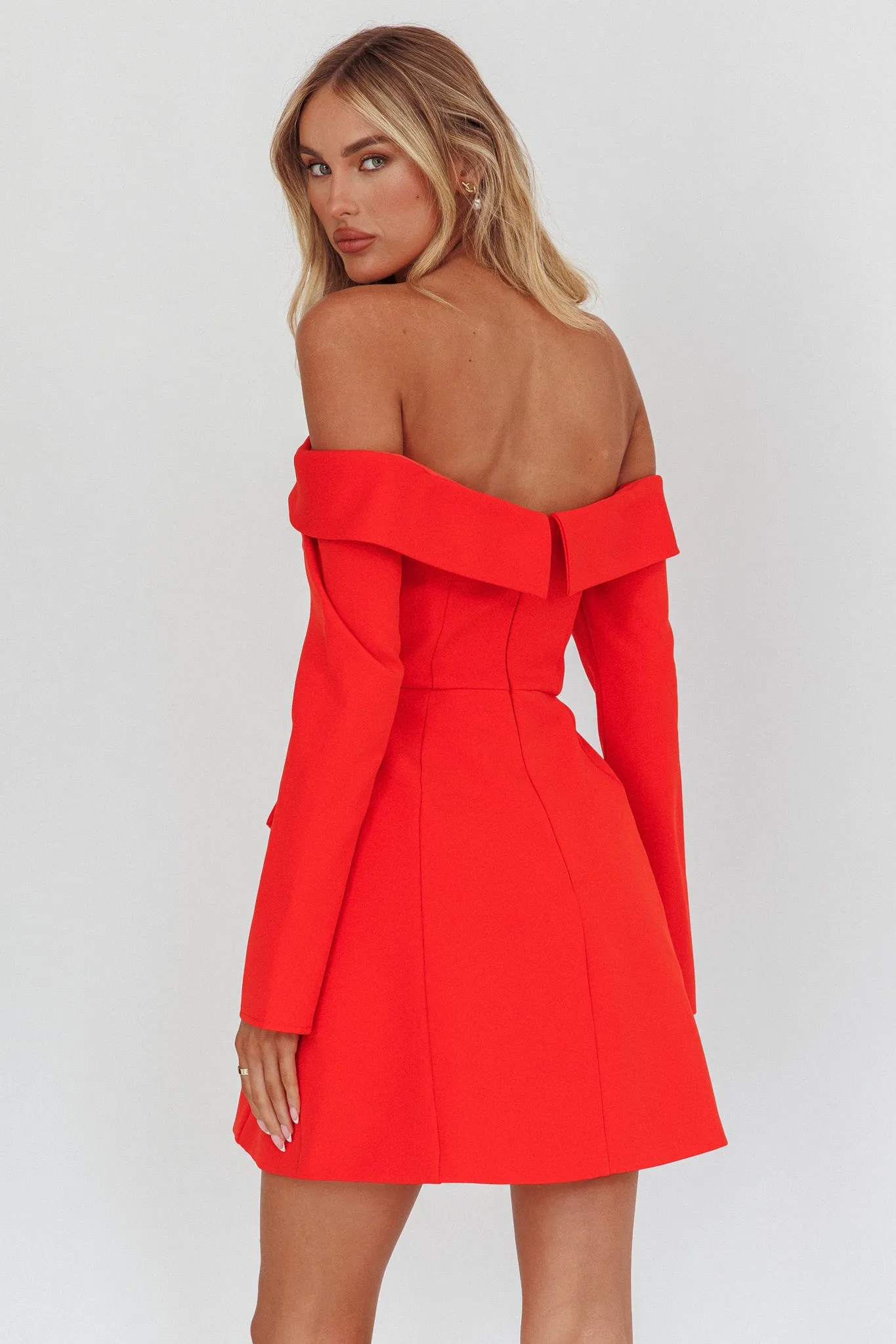 Laviniah Foldover Long Sleeve Mini Dress Red sold by Selfie Leslie product image thumbnail 2