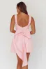 Opulent Pearl Trim Oversized Bow Mini Dress Pink sold by Selfie Leslie