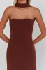 Damsel Reverse Halter Maxi Dress Chocolate sold by Selfie Leslie
