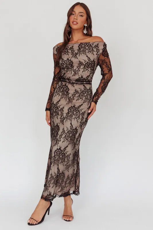 Loveland Off-Shoulder Lace Maxi Dress Black sold by Selfie Leslie