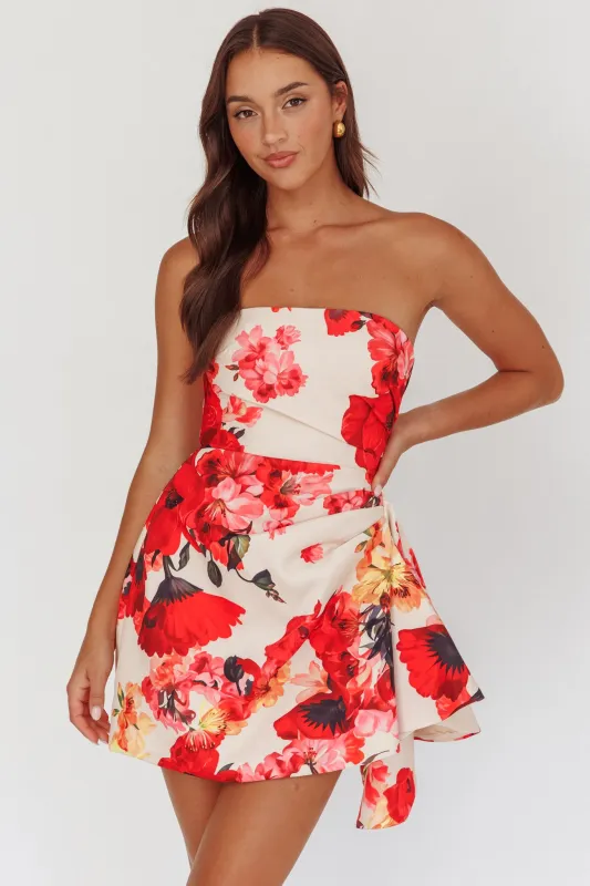 Minnesota Strapless Mini Dress Floral Red sold by Selfie Leslie