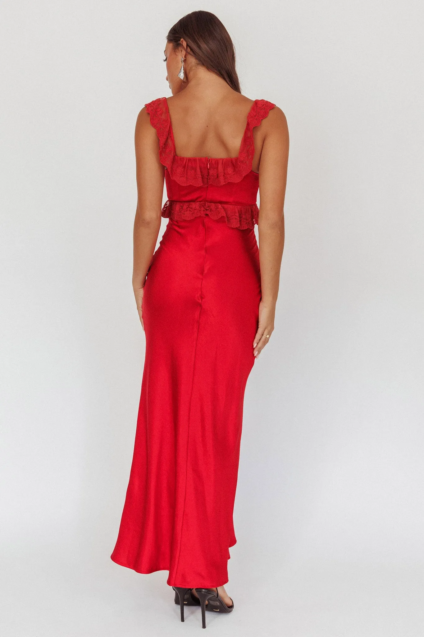 Escapade Lace Trim Maxi Dress Cherry sold by Selfie Leslie product image thumbnail 2