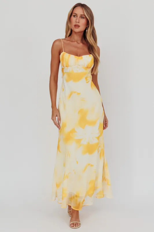 Nerida Low Back Twist Maxi Dress Lily Yellow sold by Selfie Leslie
