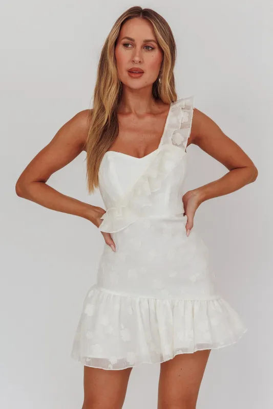 Minka One-Shoulder Ruffle Mini Dress Off White sold by Selfie Leslie