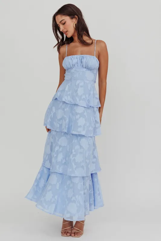 Provence Bloom Tiered Maxi Dress Blue sold by Selfie Leslie