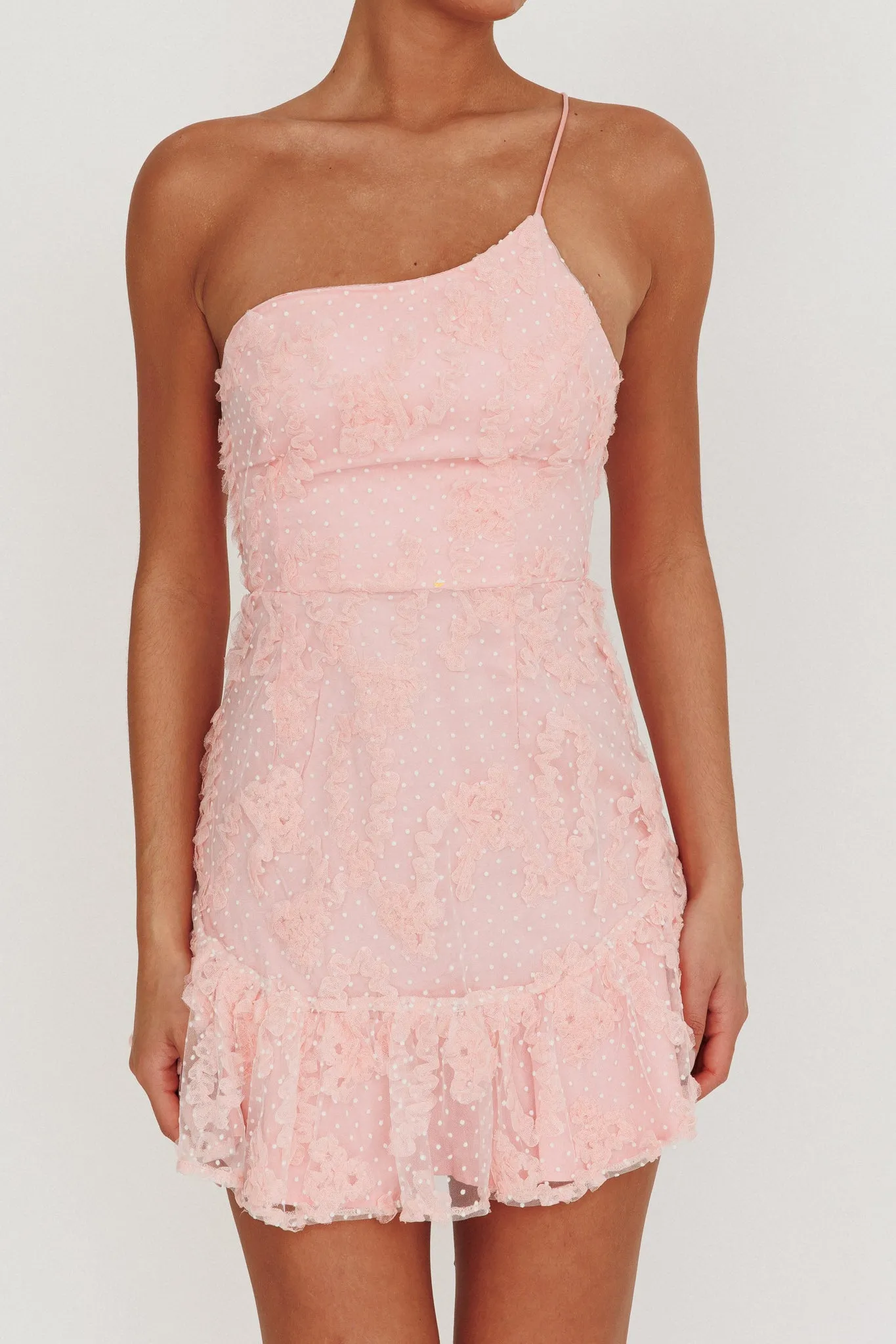 Lilah One Shoulder Embellished Dress Blush sold by Selfie Leslie product image thumbnail 3