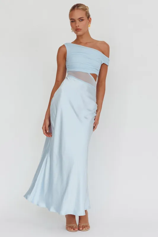 In Blooms Mesh Bodice Maxi Dress Blue sold by Selfie Leslie