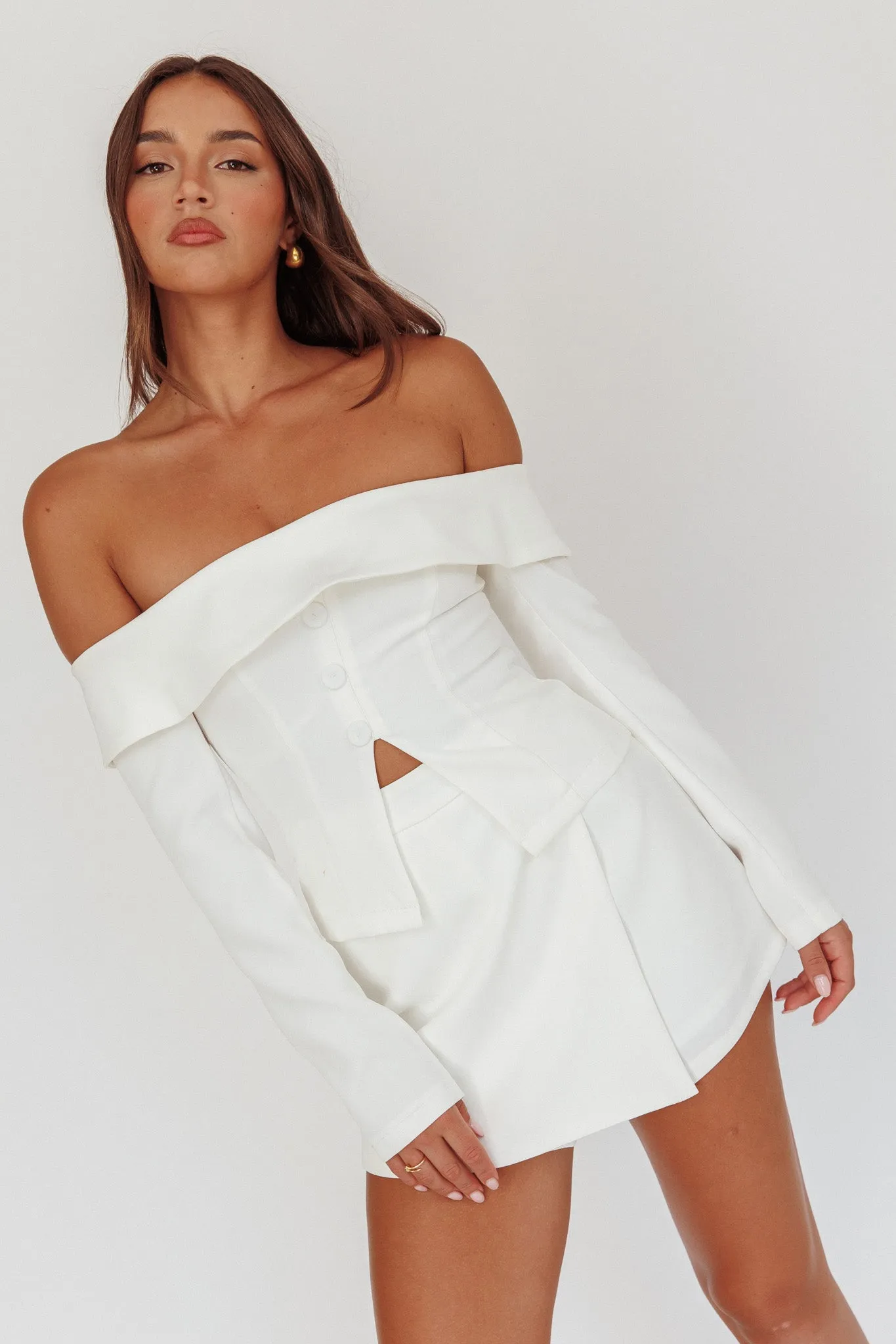Adalis Off-Shoulder Long Sleeve Top Off White sold by Selfie Leslie product image thumbnail 2