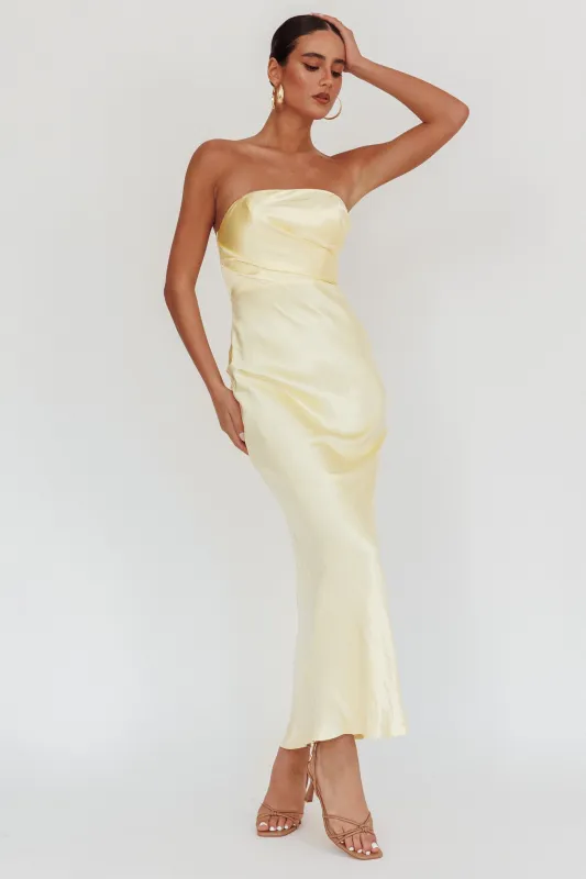City Of Stars Strapless Maxi Dress Butter sold by Selfie Leslie