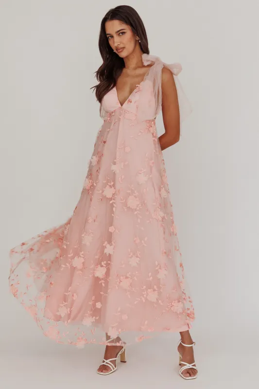 Chantilly Tied Shoulder Maxi Dress Blush sold by Selfie Leslie