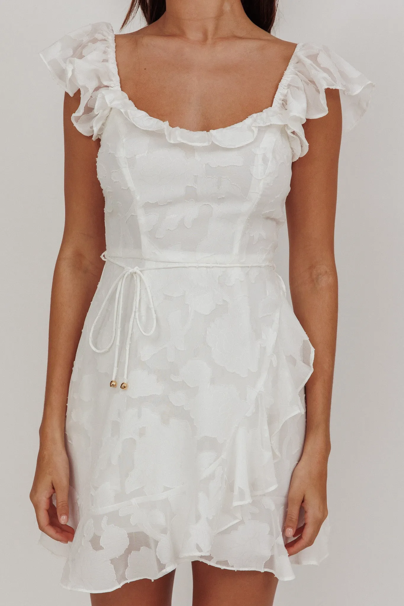 Thinkin' Bout You Ruffle Trim Dress Textured White sold by Selfie Leslie product image thumbnail 3