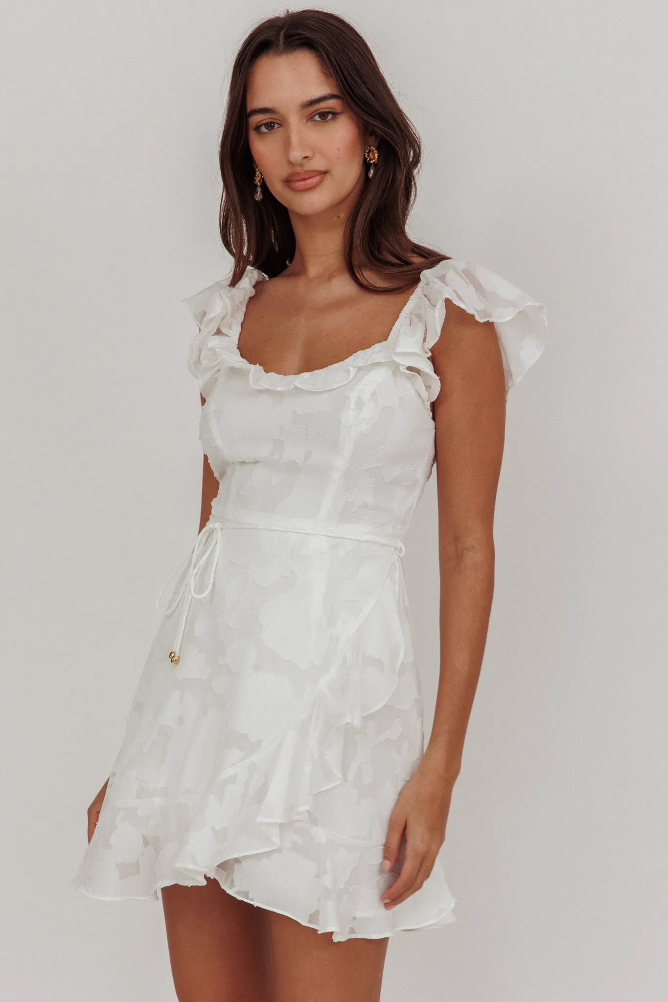 Thinkin' Bout You Ruffle Trim Dress Textured White sold by Selfie Leslie product image thumbnail 5