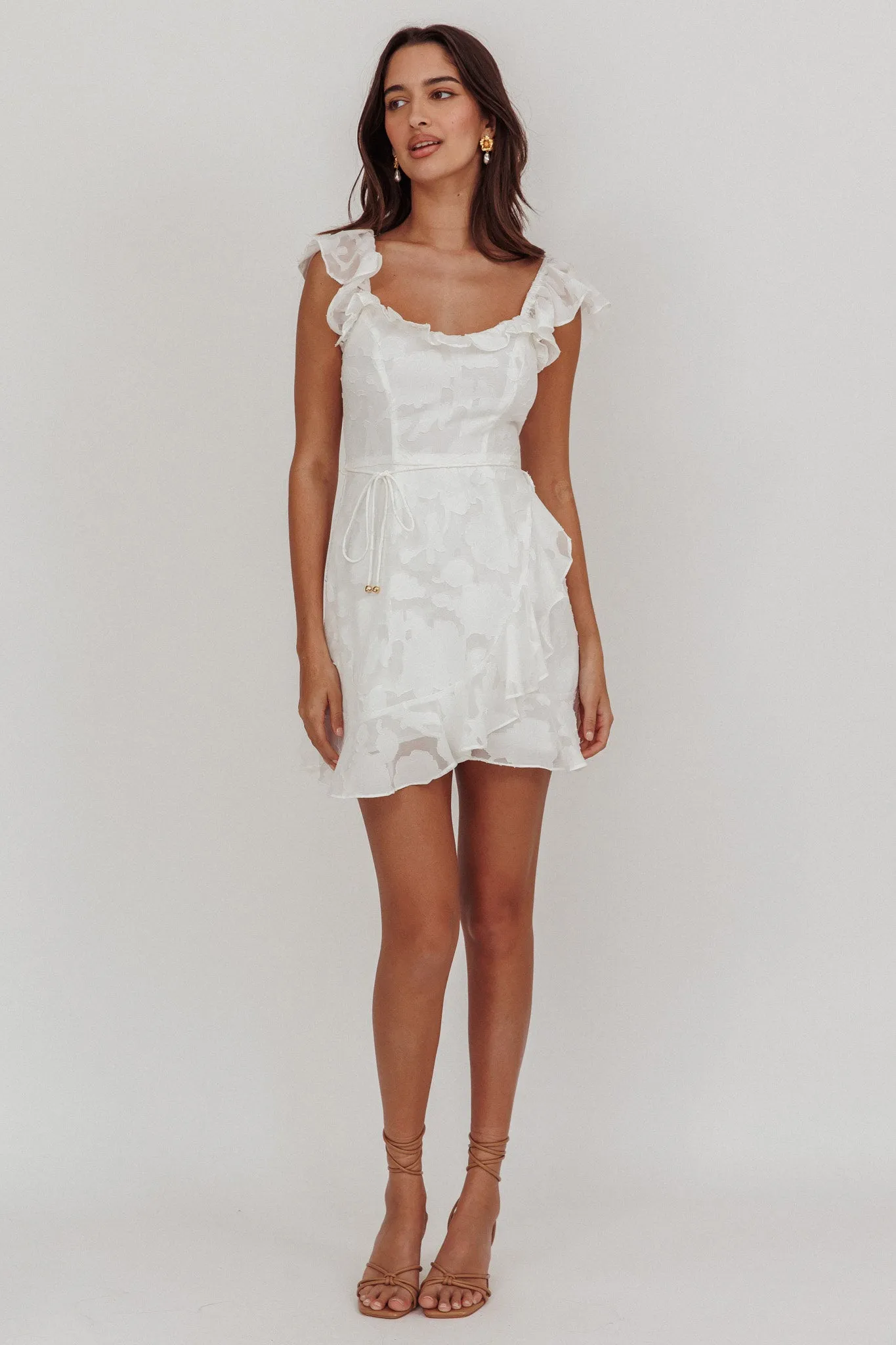 Thinkin' Bout You Ruffle Trim Dress Textured White sold by Selfie Leslie product image thumbnail 4