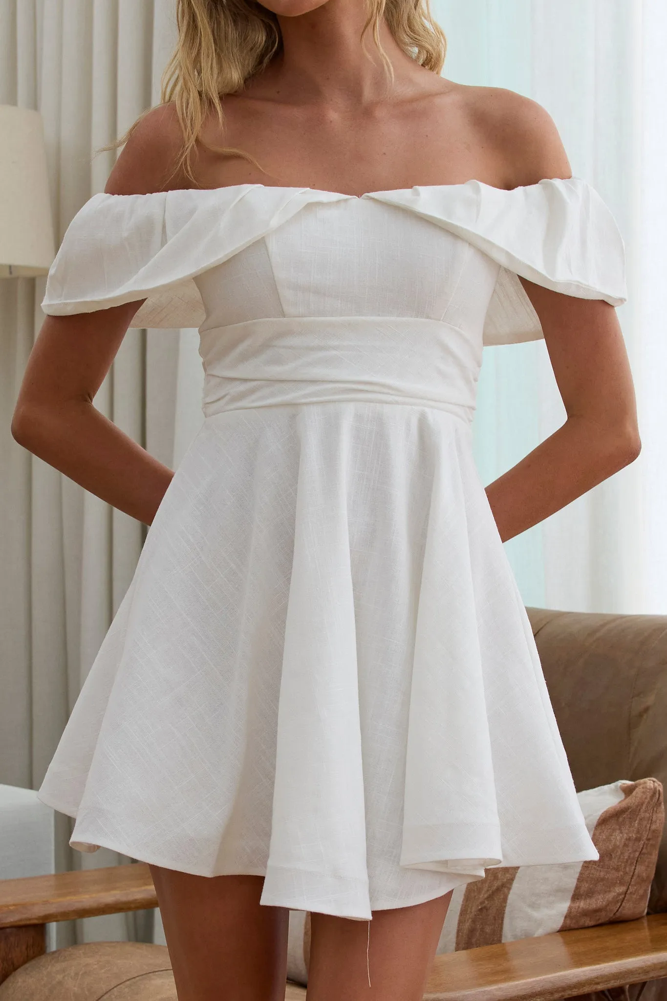 Lillianne Off-Shoulder A-line Mini Dress White sold by Selfie Leslie product image thumbnail 4