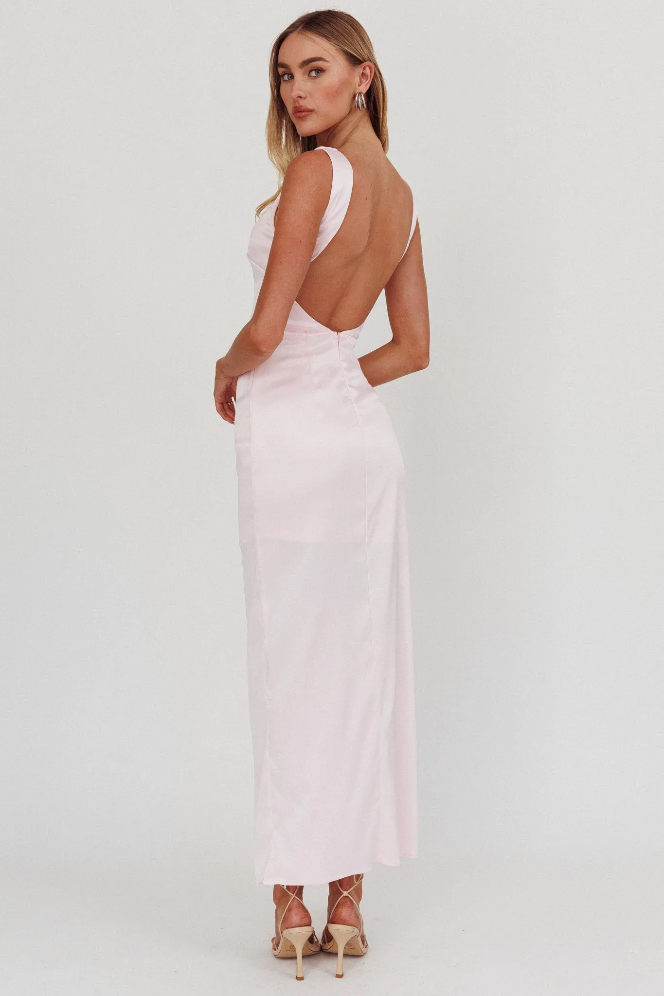 Kamillia Boat Neck Split Maxi Dress Ice Pink sold by Selfie Leslie product image thumbnail 2