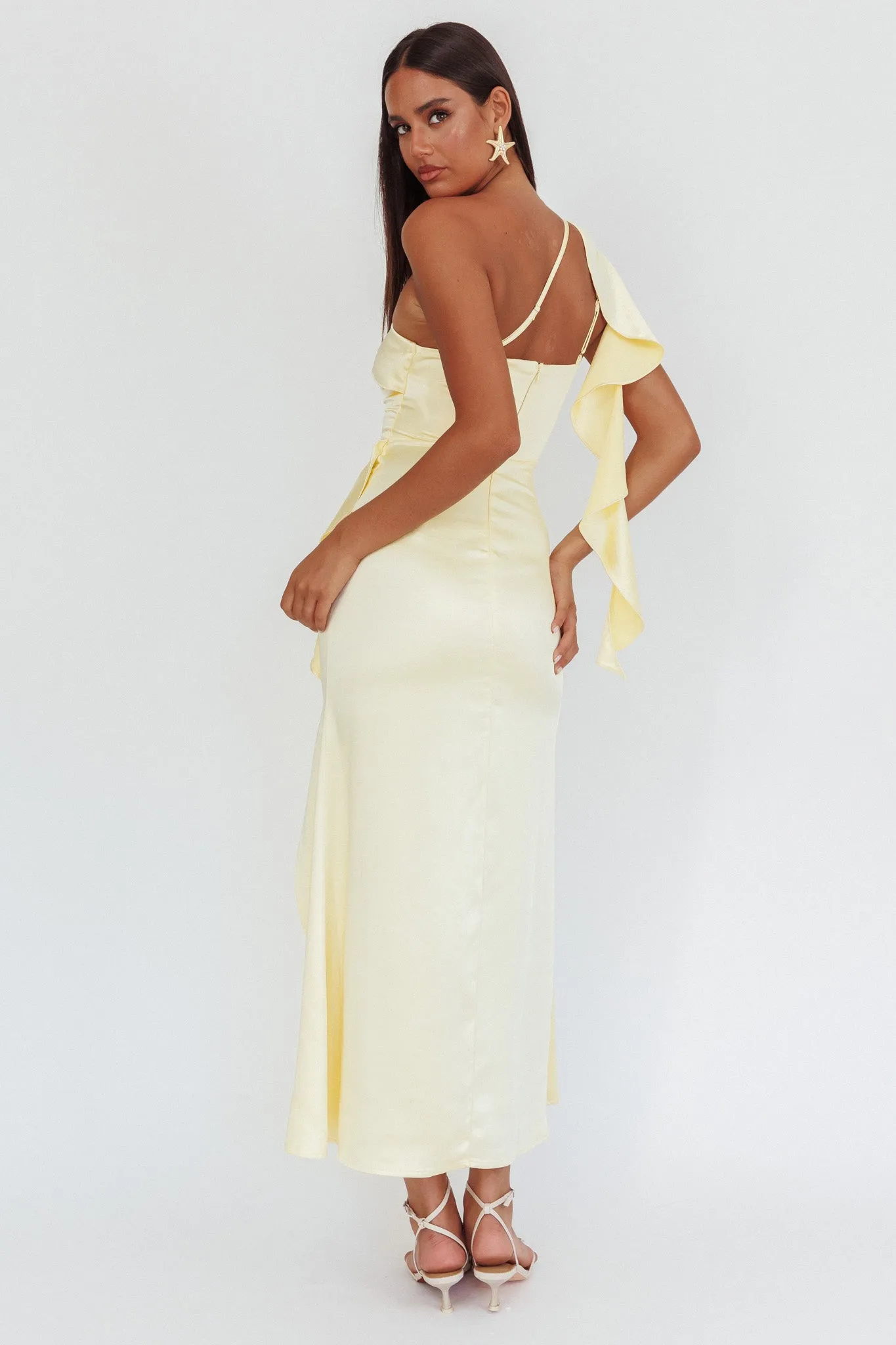 Carmel One-Shoulder Split Maxi Dress Butter sold by Selfie Leslie product image thumbnail 2